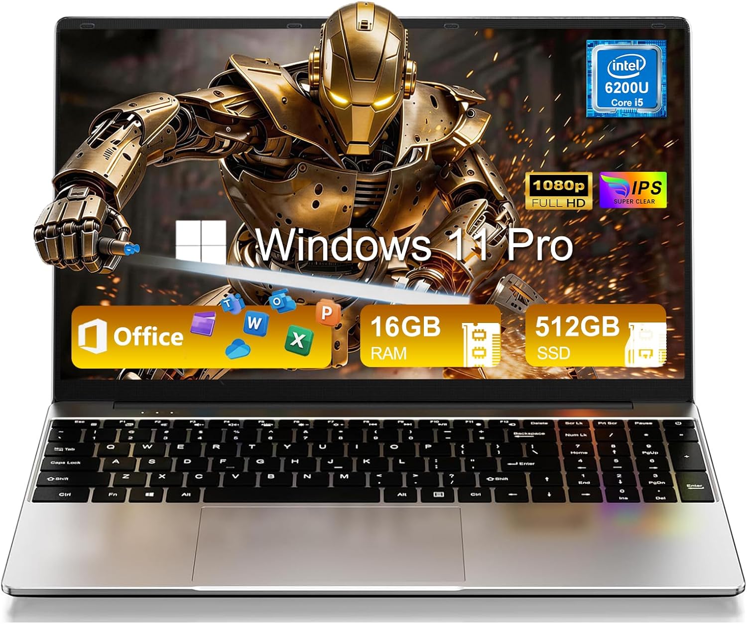 2026 Premium 15.6" FHD Business Laptop Computer, 16GB RAM 512GB SSD, Core i5(up to 2.8Ghz), Windows 11 Pro, Backlit Keyboard, Numeric Keypad, Slim Student Notebook PC