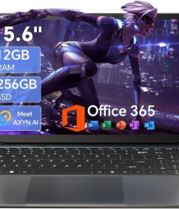 15.6'' AI Laptop with Office 365 12GB RAM 256GB SSD Win 11 Laptops
