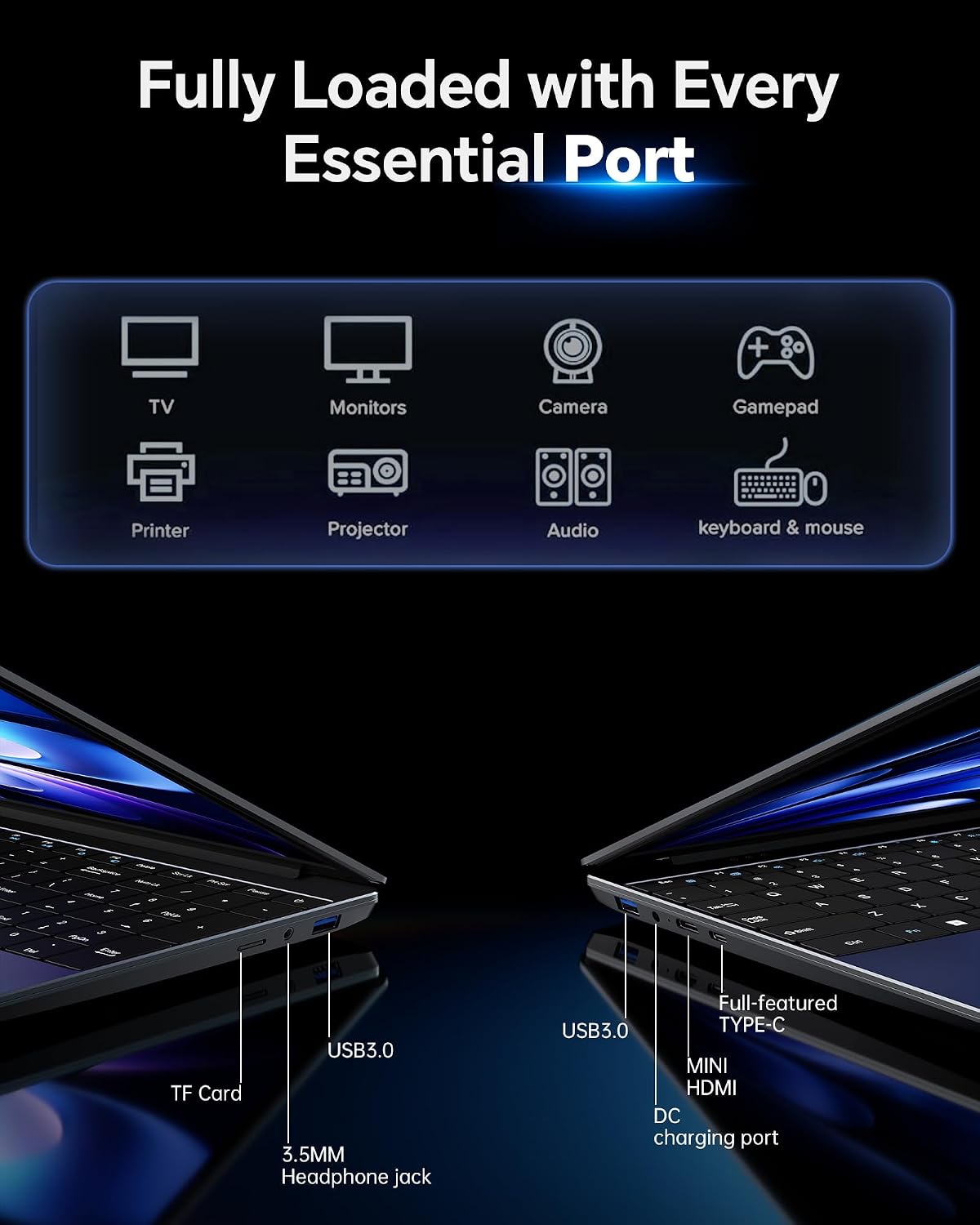 15.6'' AI Laptop with Office 365 12GB RAM 256GB SSD Win 11 Laptops - Image 5