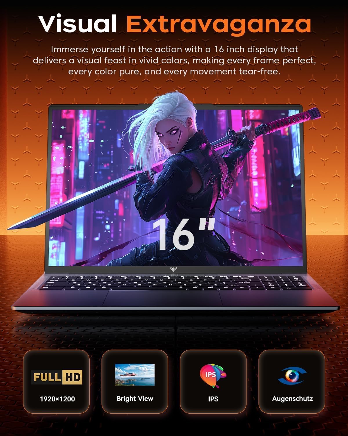 KAIGERR Gaming Laptop with AMD Ryzen 7430U(Up to 4.3GHz), 16GB DDR4 512GB SSD Laptop Computer, 1920P FHD Display, WiFi 6, USB3.2, Type_C, Webcam Cover Slide - Image 5