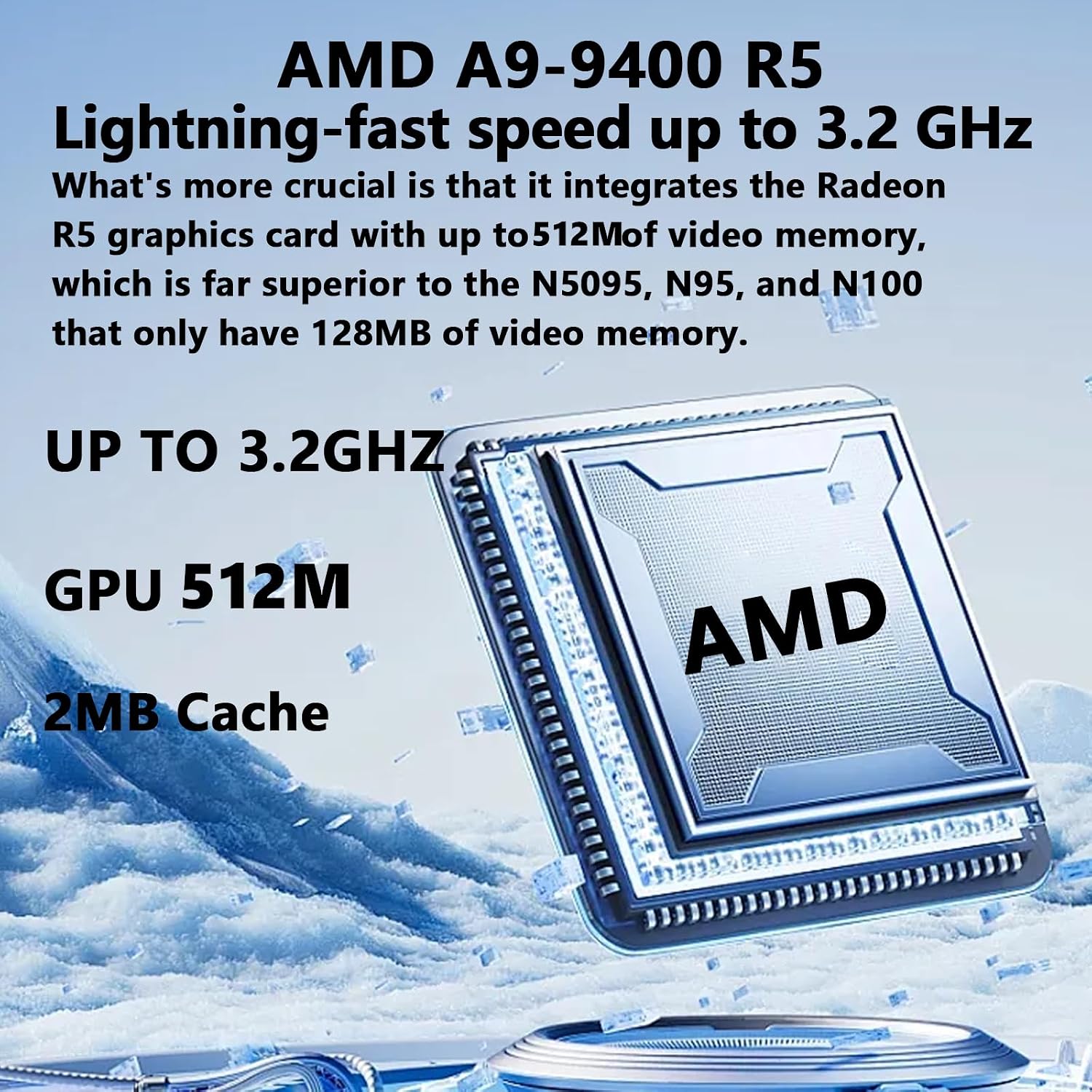 Laptop 16-inch 8GB DDR 256GB SSD portable laptop computer, expandable to 1TB, AMD A9-9400 Radeon R5 CPU up to 3.2 GHz, 9000mAh battery, Numeric Keypad, USB 3.0, dual-band WiFi, webcam, slim laptops - Image 2
