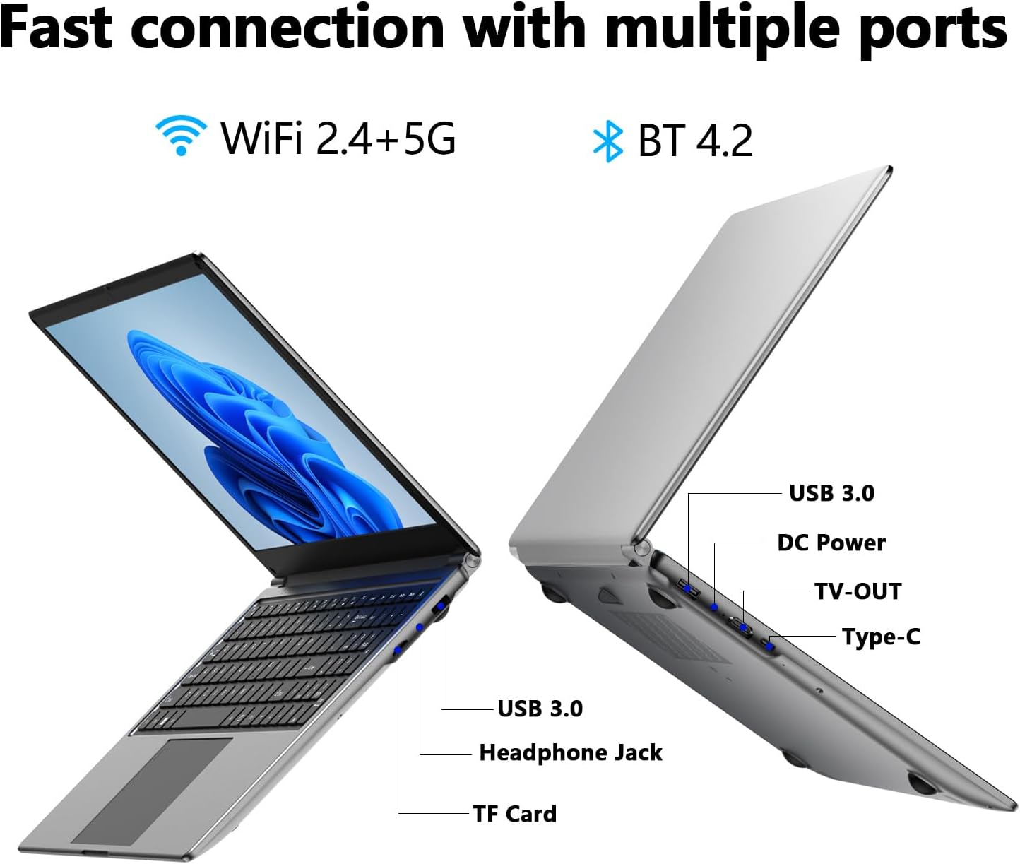 Laptop 16-inch 8GB DDR 256GB SSD portable laptop computer, expandable to 1TB, AMD A9-9400 Radeon R5 CPU up to 3.2 GHz, 9000mAh battery, Numeric Keypad, USB 3.0, dual-band WiFi, webcam, slim laptops - Image 9
